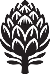 Black and white artichoke icon
