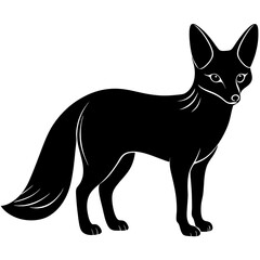 Elegant Fox Illustration in Black and White Silhouette Style Isolated on White