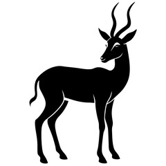 Elegant Impala Antelope Illustration with Detailed Horns Silhouette Style