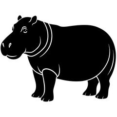 Striking Black and White Hippopotamus Illustration in a Clean Silhouette Style silhouette