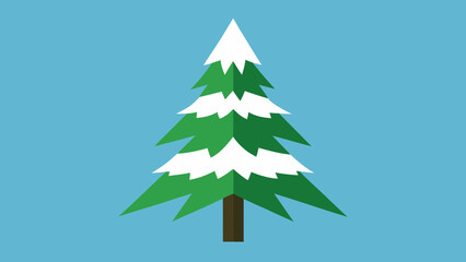 Fototapeta premium Stylized Green Pine Tree with Snow Vector Illustration