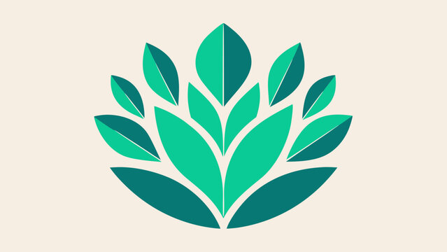 Teal and Green Leaf Floral Arrangement Minimalist Design