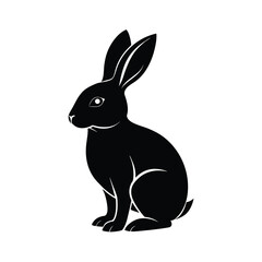 Obraz premium Silhouette of a rabbit sitting on white background Vector illustration