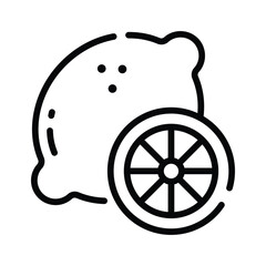 Visually engaging linear icon of sliced lemon wedge