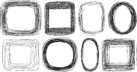 Hand-Drawn Doodle Frames & Grunge Textures – Sketch Borders, Patterns, and Vector Elements on Transparent Background
