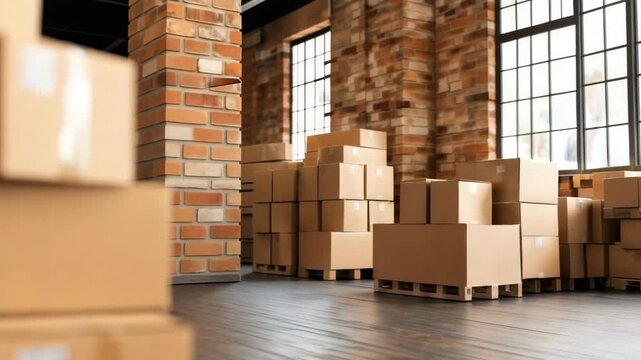 Stock of cardboard boxes ready for shipping and packing