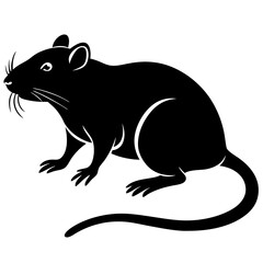 Black and White Rat Illustration in Silhouette Style for Graphic Design silhouette