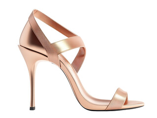 Stylish High Heel Sandals in Rose Gold Sleek Shape on Transparent Background

