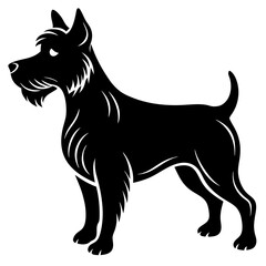 Elegant Scottish Terrier Dog Breed Illustration in Black and White Silhouette