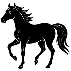Elegant Horse Illustration in Black Silhouette Style on White Background silhouette