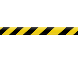 Yellow and black diagonal stripe warning barrier tape isolated on transparent background