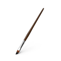 Fine-Tip Paintbrush with Wooden Handle Isolated on Transparent Background