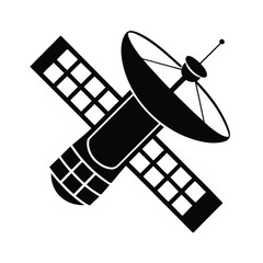 Silhouette of a satellite on white background Vector illustration