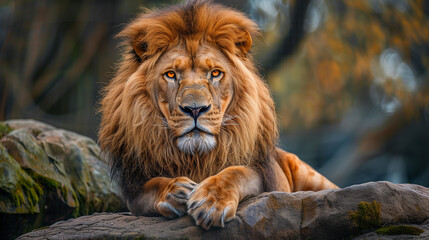 Obraz premium Beautiful Lion wild male animal portrait king of jungle 