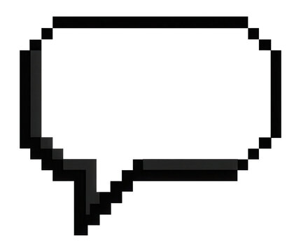 Pixelated black speech bubble outline illustration on transparent background.