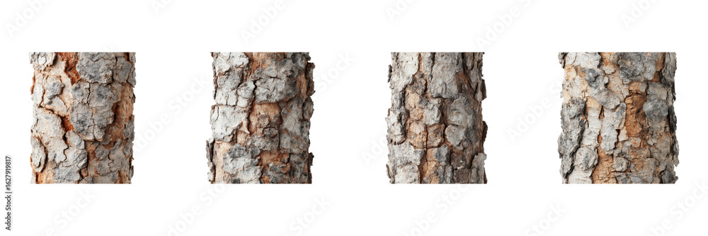 Poster tree bark texture variations set. natural patterns and organic design collection isolated on transpa