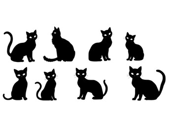 This new collection offers a wide range of cat silhouette icons, professionally illustrated with a transparent background for a polished and high-quality finish.
