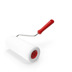 Obraz premium Paint Roller with Red Handle Isolated on Transparent Background