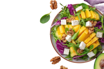 Vibrant salad with mango, feta, and walnuts