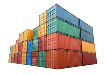 Shipping Containers isolated on a transparent background.	