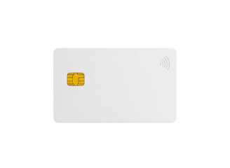 Blank white credit card with chip isolated on transparent background