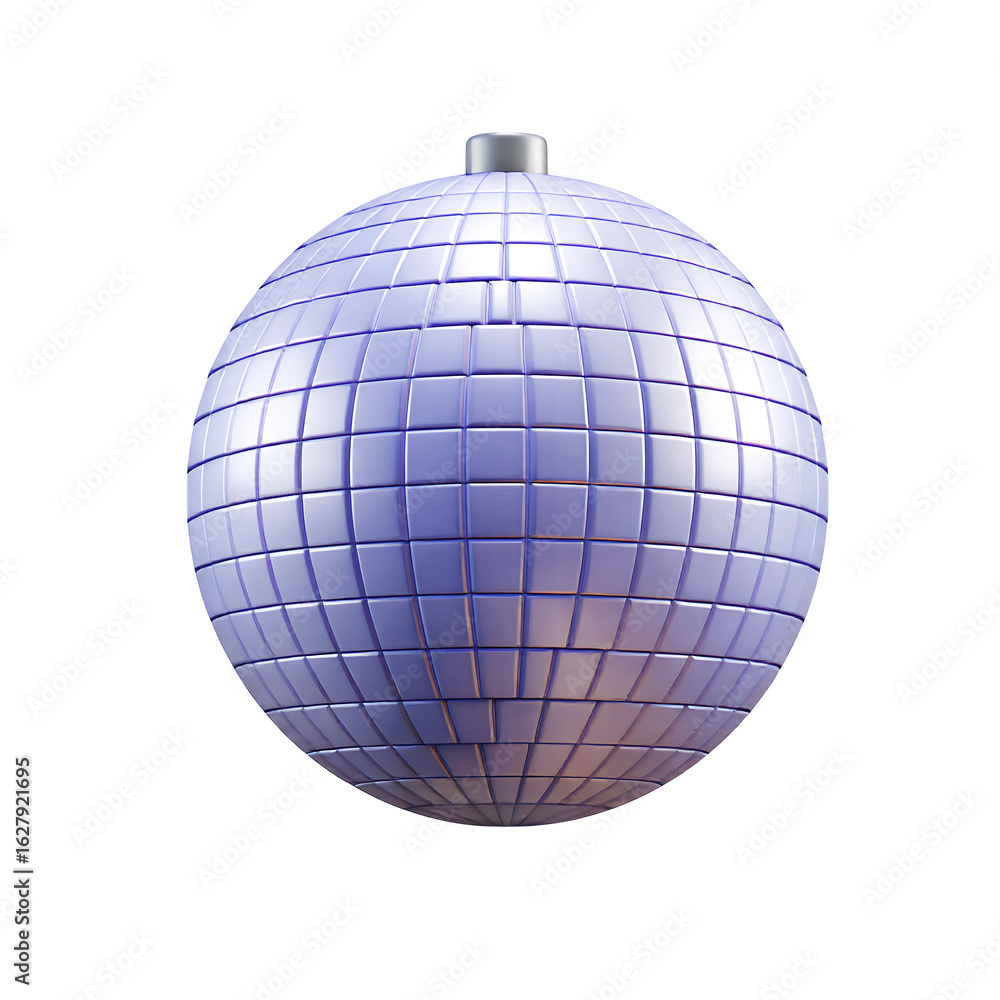 Poster a shiny disco ball with small square mirrors reflecting light isolated object