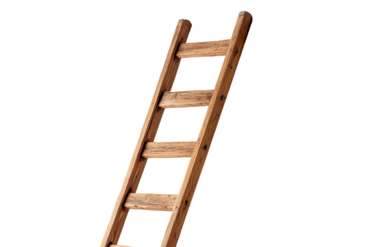 Wooden ladder angled against a black background - Powered by Adobe