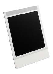 Blank instant photo frame with a white border and a black center on transparent background.