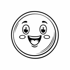 Fototapeta premium Cute and simple line drawing of a happy face in a circle for design elements