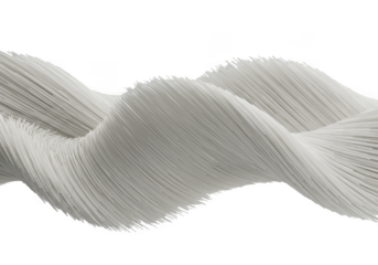 Abstract swirling white fiber texture isolated on transparent background