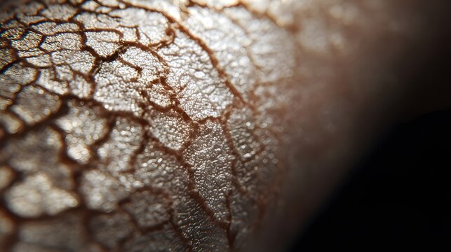 Stunning Close-Up Macro Capture of Dry, Flaky Ichthyosis-Affected Skin with Nuanced Patterns and Expert Detailing