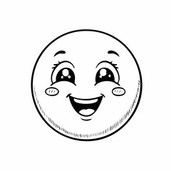 Obraz premium Simple and Sweet: A charming black and white cartoon emoticon with a cheerful expression