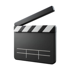 Fototapeta premium A single black and white clapperboard with the top arm raised against