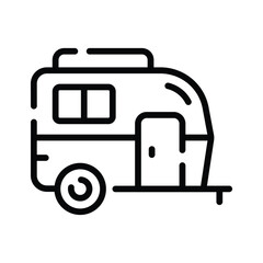 Well designed linear icon of traveling camper vehicle