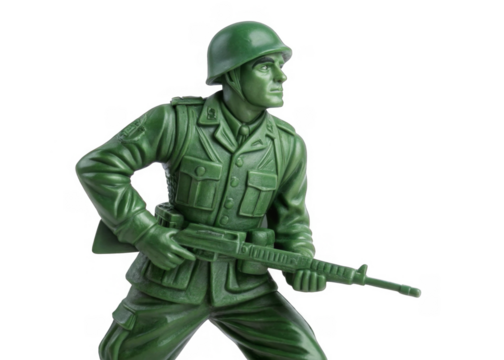 Toy soldier isolated on a transparent background.