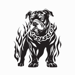 Powerful Bulldog Illustrated with Flames Around Its Body Vector Logo Design Art