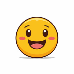 Fototapeta premium Cheerful yellow smiley face emoji with blush and open mouth expressing happiness