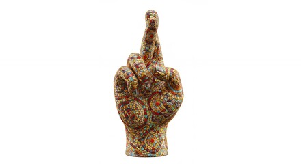 Decorative hand figurine with intricate patterns