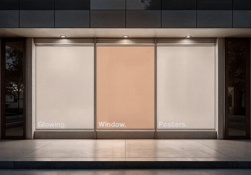 Outdoor Glowing Posters Mockup