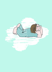 Child sleeps at night in bed. Room with a window at night. Dreams