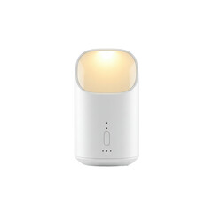 Modern white portable lamp illuminating a cozy indoor space with soft light ambiance