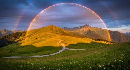 Obraz premium rainbow over the mountains