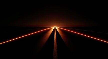 Empty road stretching into a vibrant orange light
