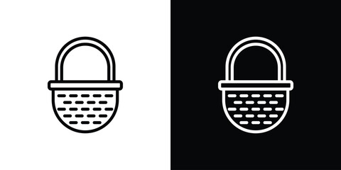 Wicker basket icon graphic, editable stroke. Suitable for website design, logo, app, template, and ui ux.