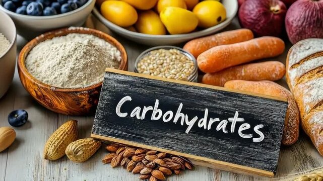 carbohydrates and foods containing them. Selective focus. nature.