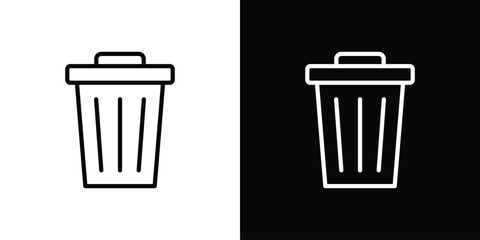 Trash Bin icon graphic, editable stroke. Suitable for website design, logo, app, template, and ui ux.
