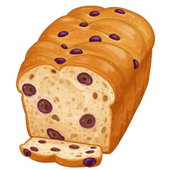 A freshly baked loaf of bread with purple inclusions, showcasing texture and detail