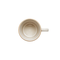 White ceramic mug, top view, empty inside isolated object on a transparent background
