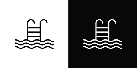 Swimming pool icon graphic, editable stroke. Suitable for website design, logo, app, template, and ui ux.