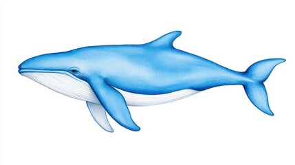 Obraz premium Vibrant Blue Whale Swimming Gracefully in Ocean Waters